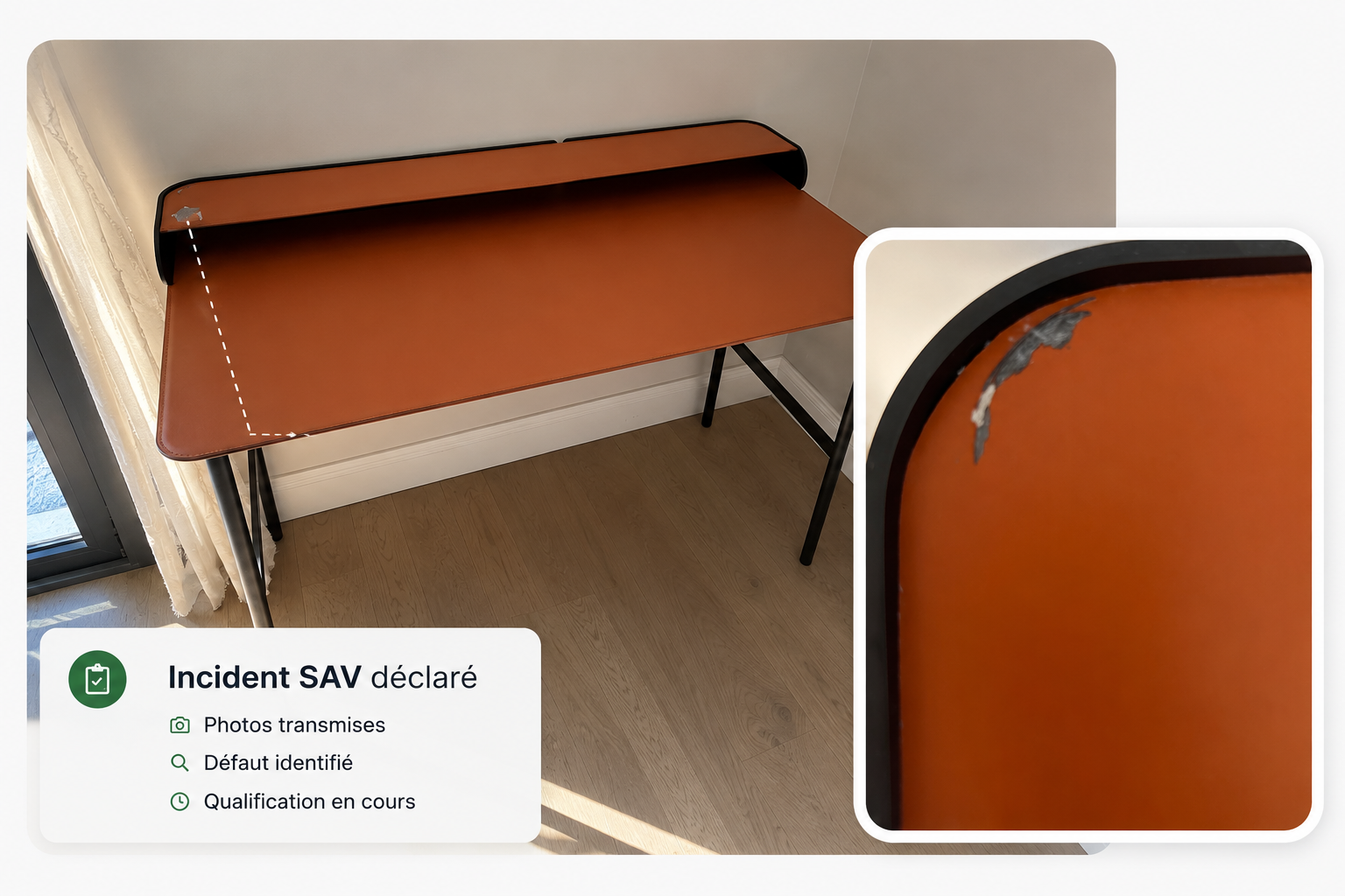 Dommage sur un bureau professionnel