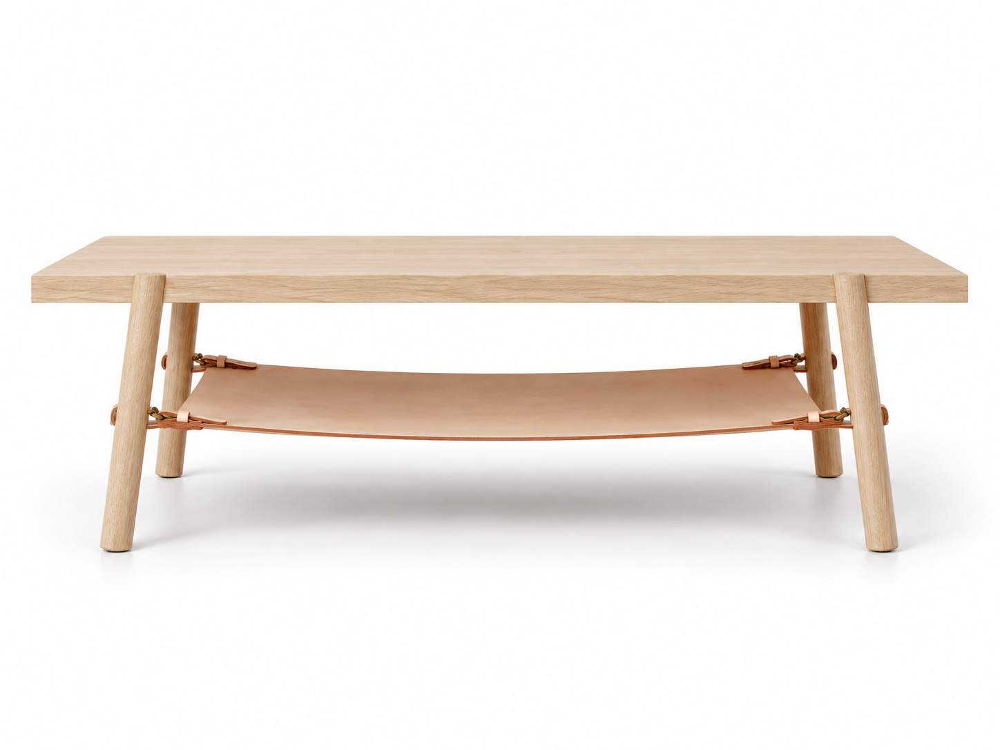 Table basse avec dessous en cuir — après réparation Ethic Atelier