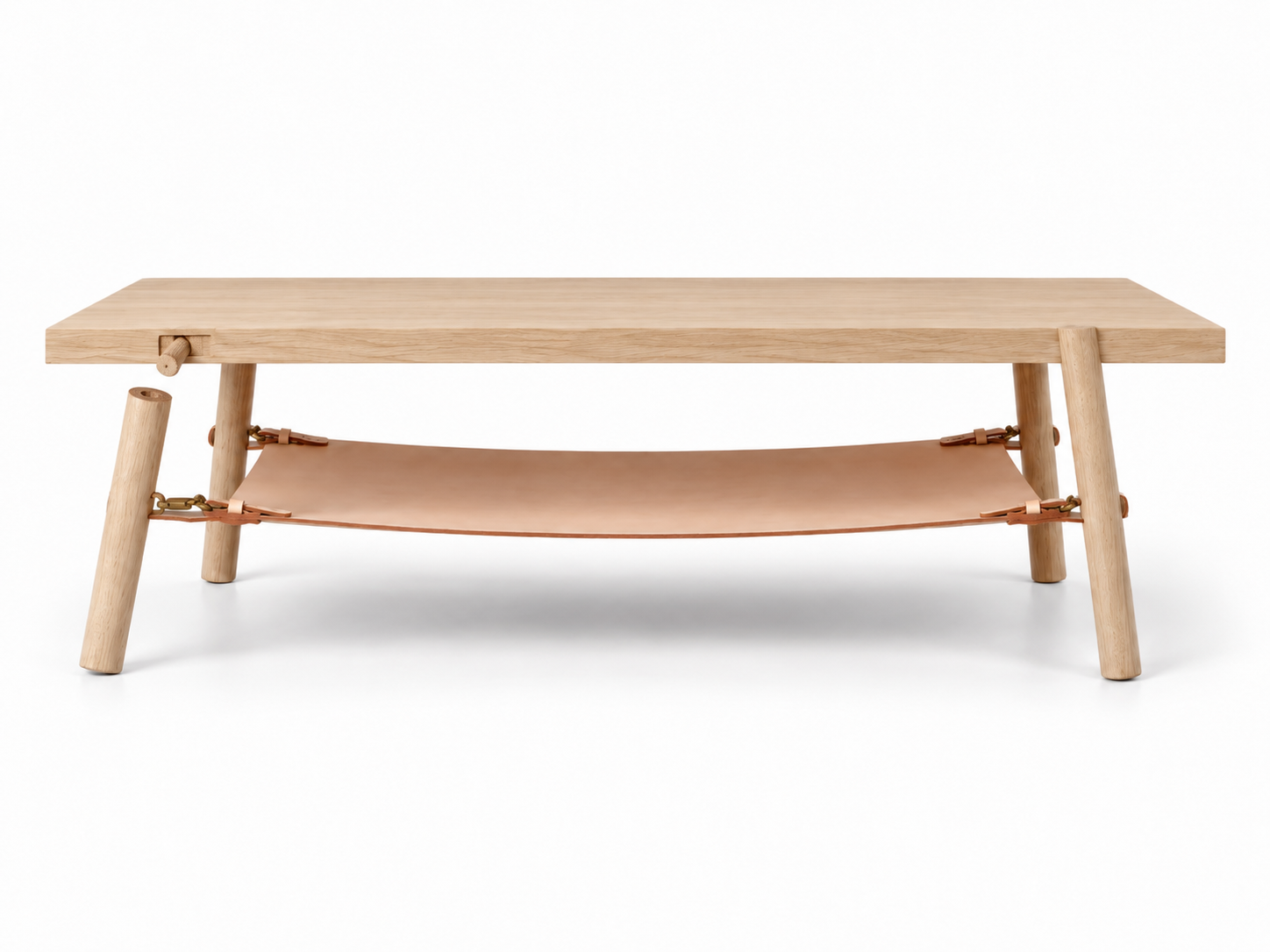 Table basse avec dessous en cuir — avant réparation Ethic Atelier
