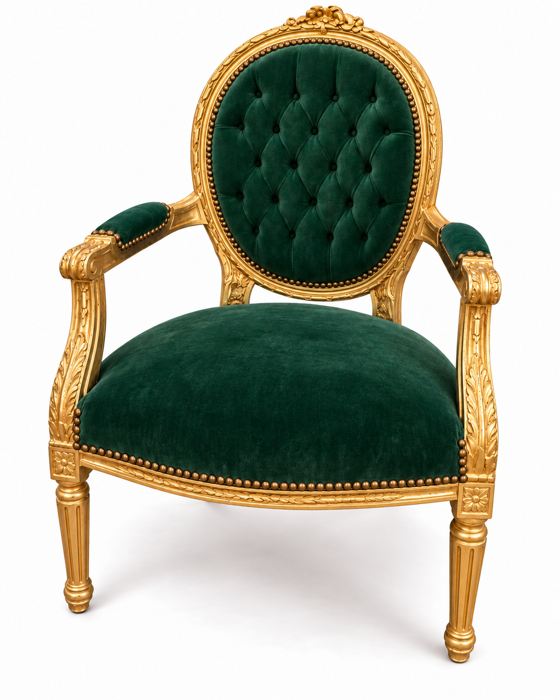Assise laiton et velours vert — après réparation Ethic Atelier