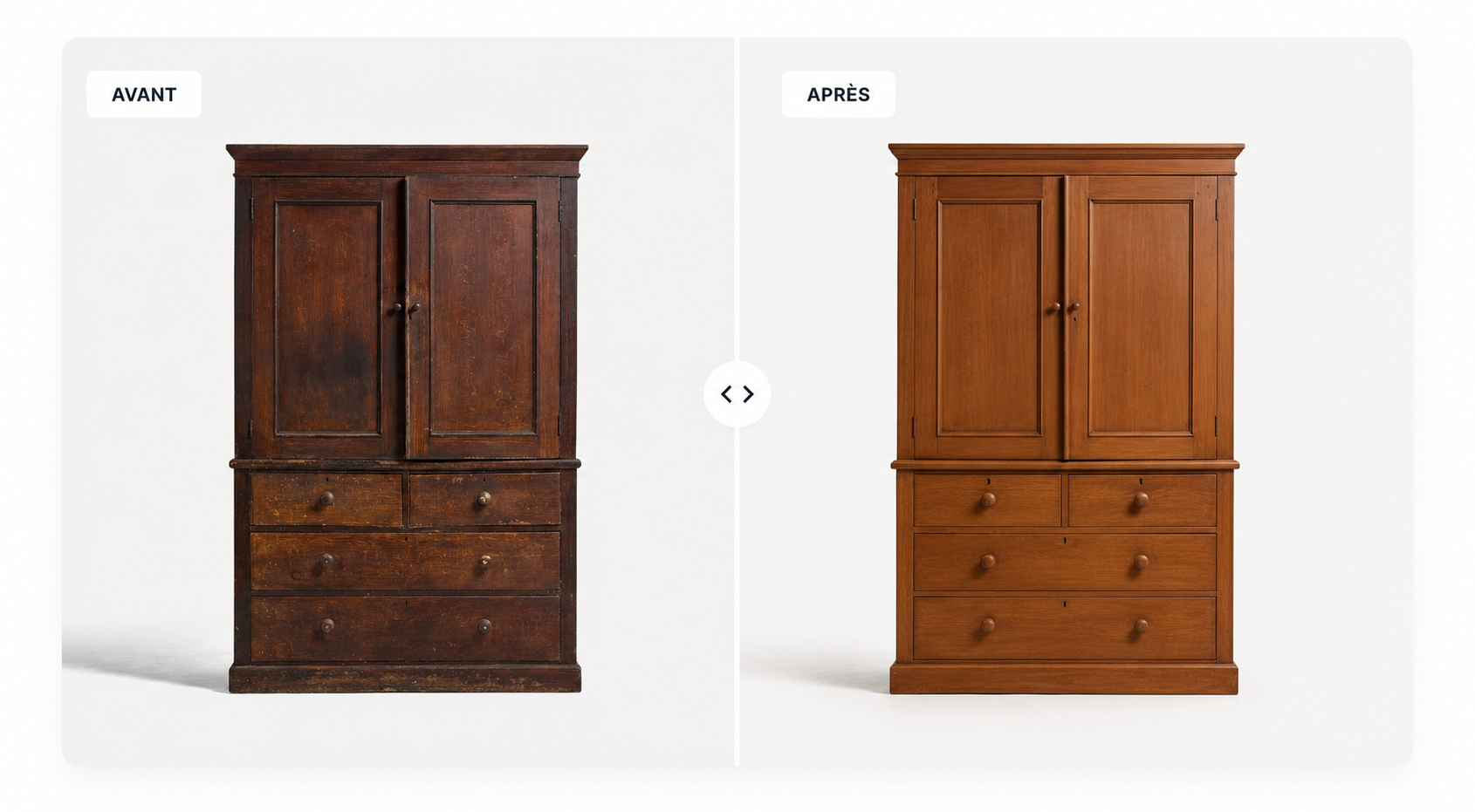 Armoire ancienne avant et après restauration Ethic Atelier